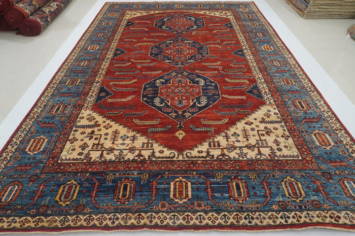 9x14 Heriz Red Persian Style Hand Knotted Wool Oriental Area Rug - Yildiz Rugs