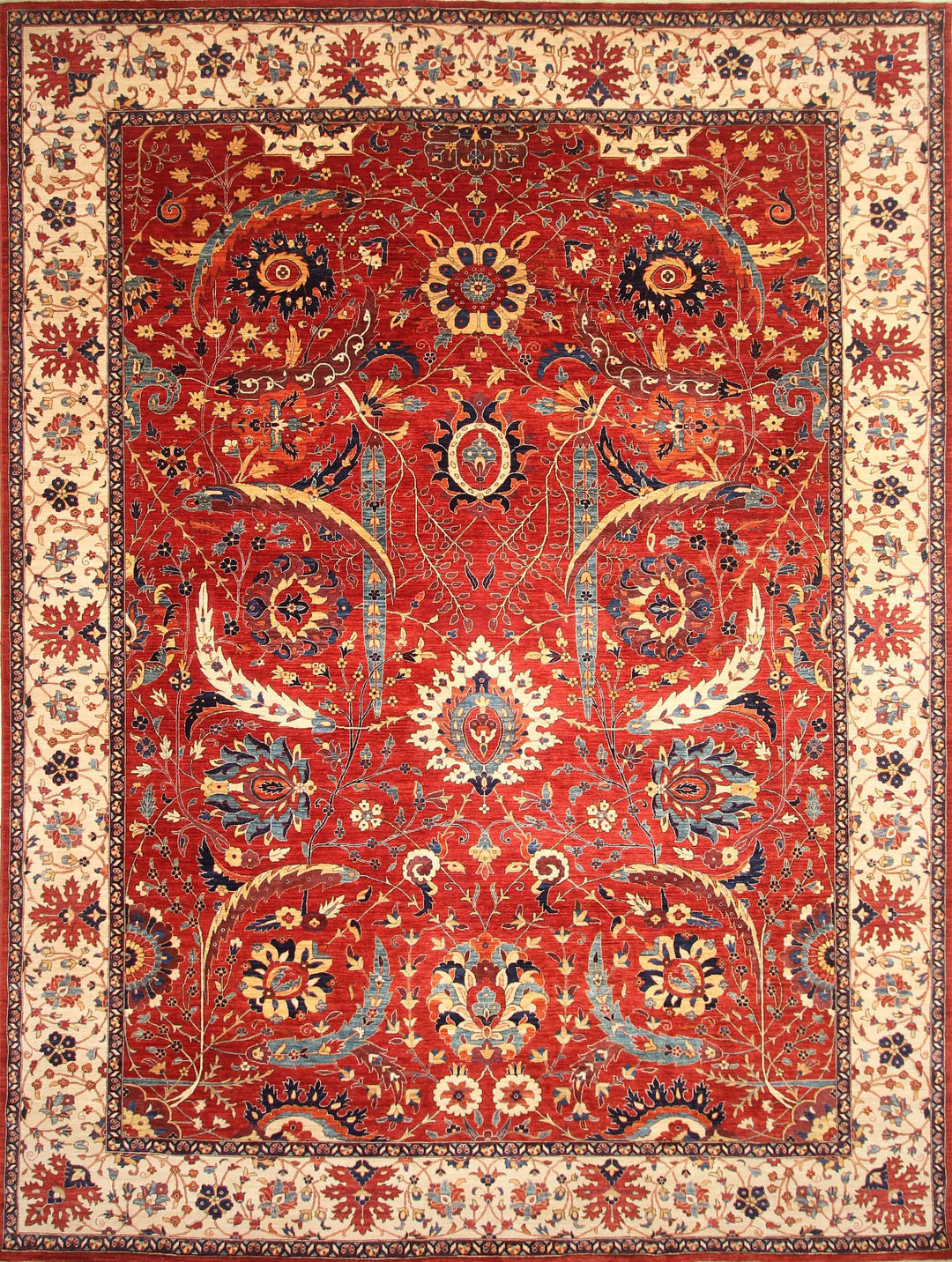 10x14 Sickle Leaf Red Persian Style Hand knotted wool Area Rug - Yildiz Rugs