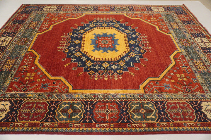 9x12 Red Heriz Persian style Hand Knotted Wool Medallion Area Rug - Yildiz Rugs