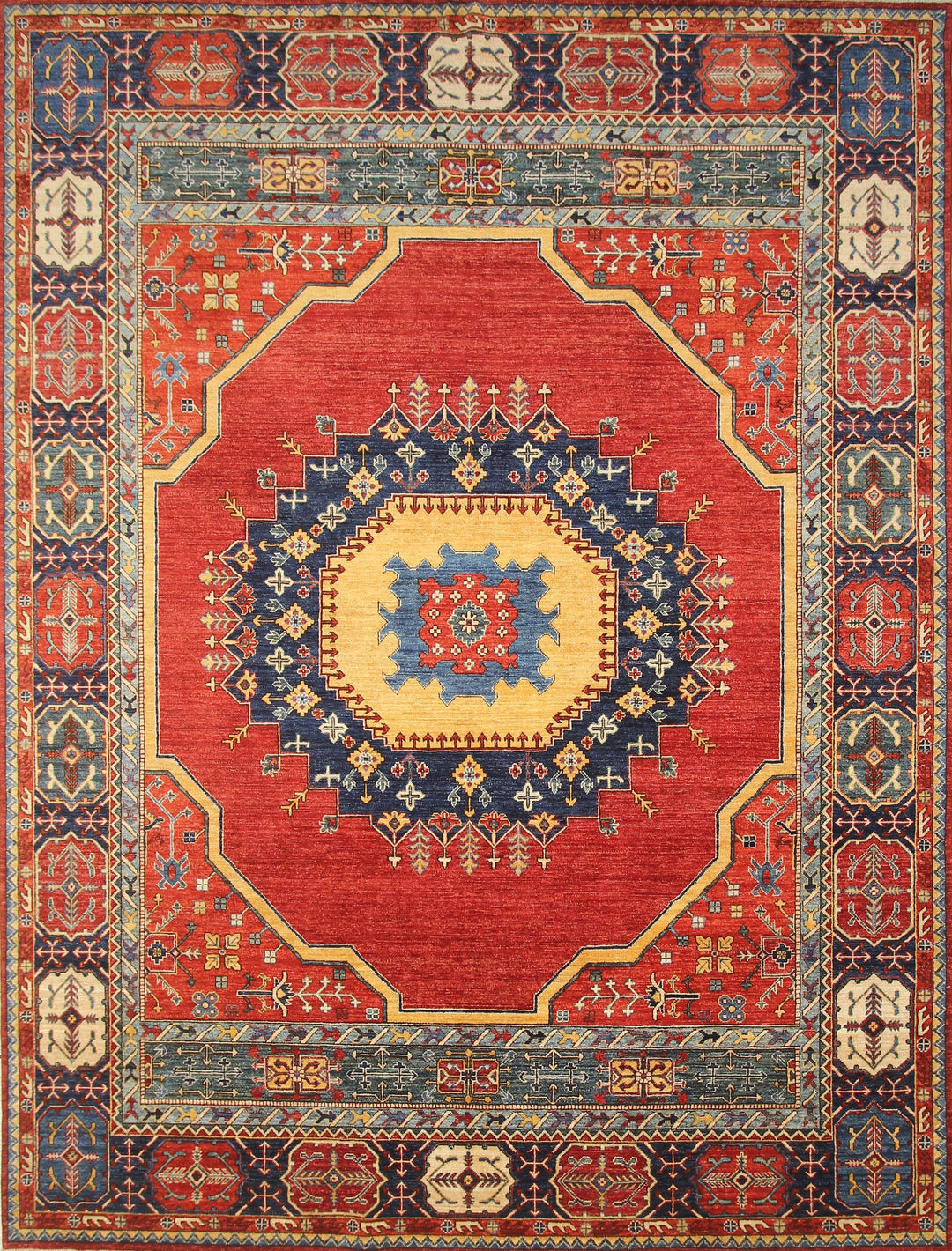 9x12 Red Heriz Persian style Hand Knotted Wool Medallion Area Rug - Yildiz Rugs