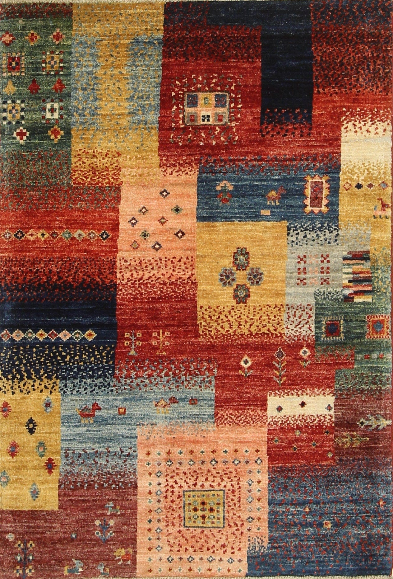 3x4 Nomadic Gabbeh Multicolor Tribal Afghan Hand knotted Area Rug - Yildiz Rugs