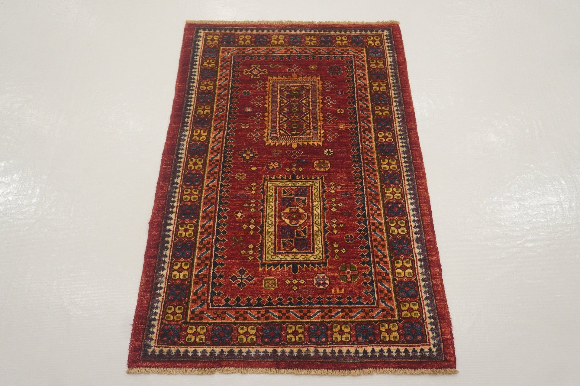 2'6x4'0 Red Tribal Baluch Afghan Hand knotted 3x4 Accent rug - Yildiz Rugs
