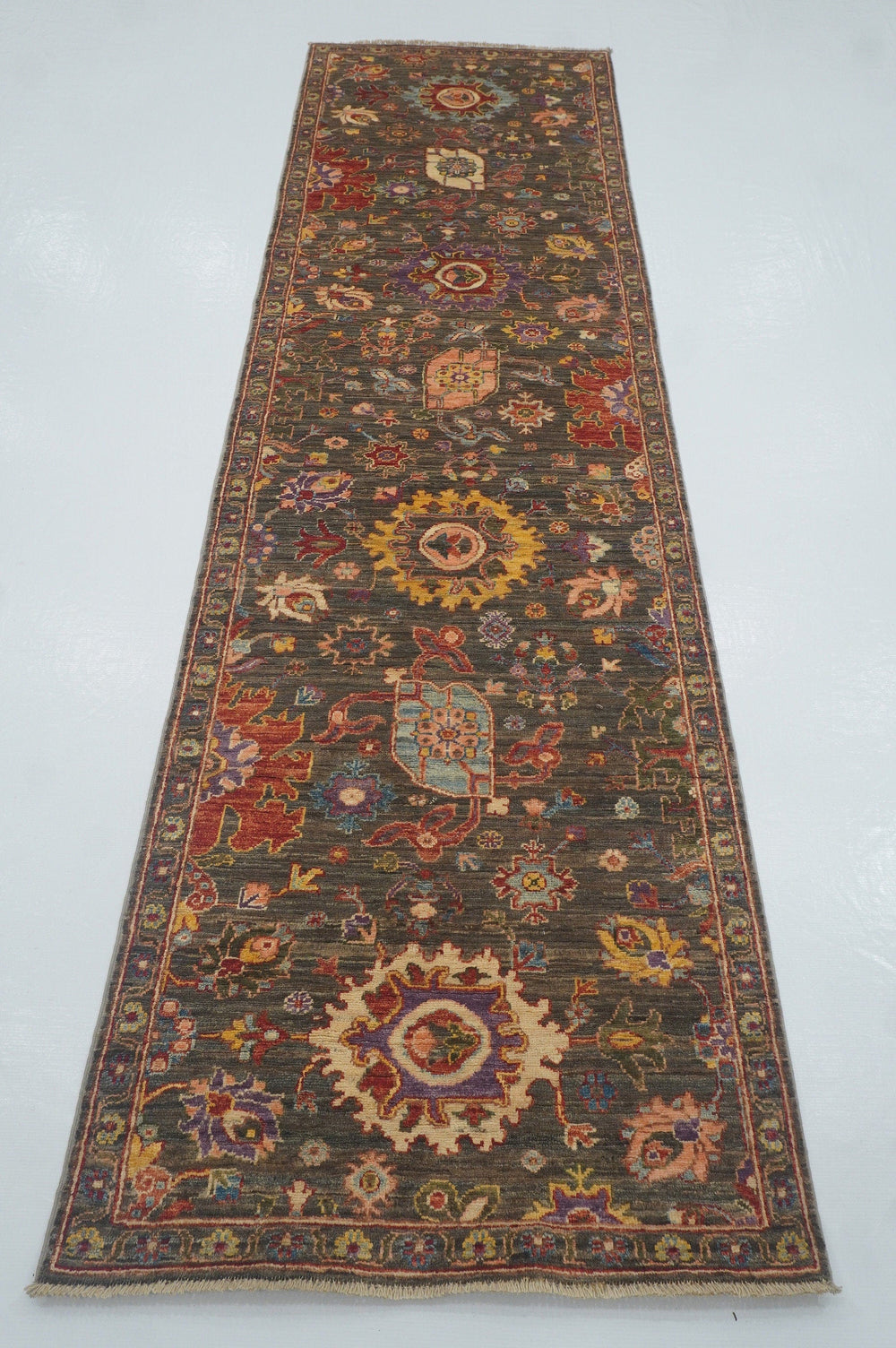 10 ft Bidjar Gray Harshang Afghan Hand knotted Oriental Runner Rug - Yildiz Rugs