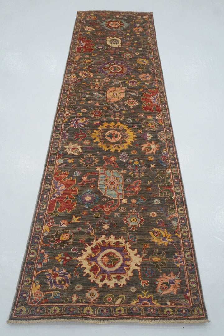 10 ft Bidjar Gray Harshang Afghan Hand knotted Oriental Runner Rug - Yildiz Rugs