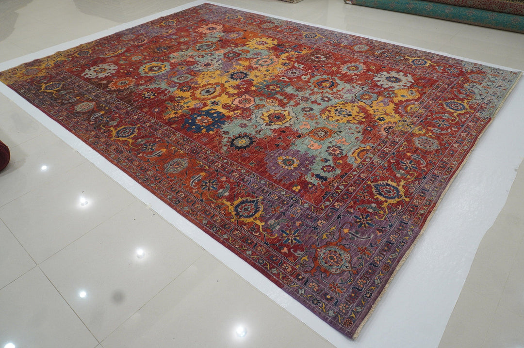 10x14 Modern Bidjar Red Multicolor Burst Hand knotted wool Area rug - Yildiz Rugs