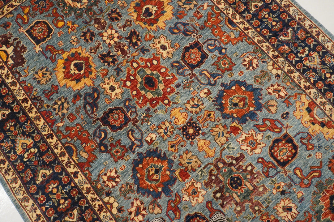 6x9 Bidjar Blue Harshang Afghan Hand Knotted wool Oriental Area Rug