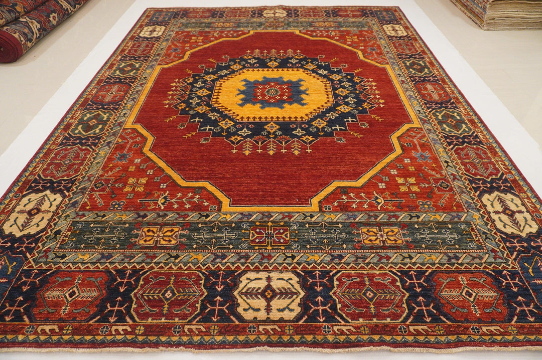 9x12 Red Heriz Persian style Hand Knotted Wool Medallion Area Rug - Yildiz Rugs