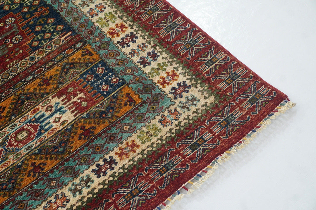 6x8 Red Kazak Afghan Hand knotted Veg dyes Wool Area Rug -