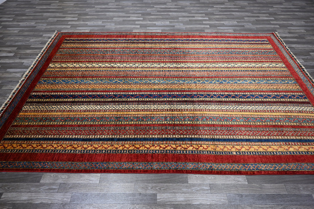 SOLD 6'9x9'7 Red Turkish Shawl Pattern Hand knotted Wool Area Rug