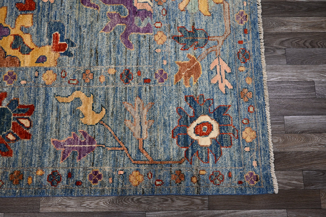 9x12 Blue Oushak Hand knotted soft Plush Wool Turkish Area Rug - Yildiz Rugs