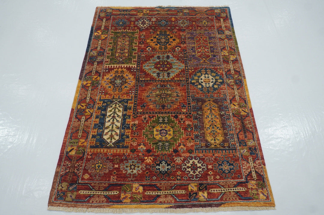 3x5 Red Baluch Tribal Afghan Hand knotted wool Area Rug