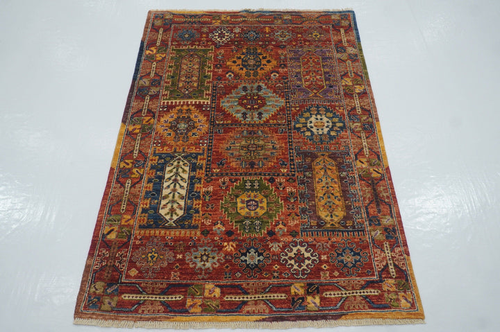 3x5 Red Baluch Tribal Afghan Hand knotted wool Area Rug - Yildiz Rugs