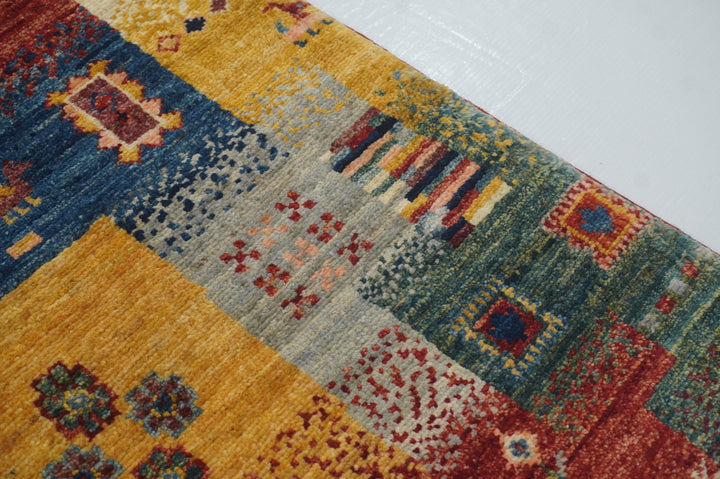 3x4 Nomadic Gabbeh Multicolor Tribal Afghan Hand knotted Area Rug