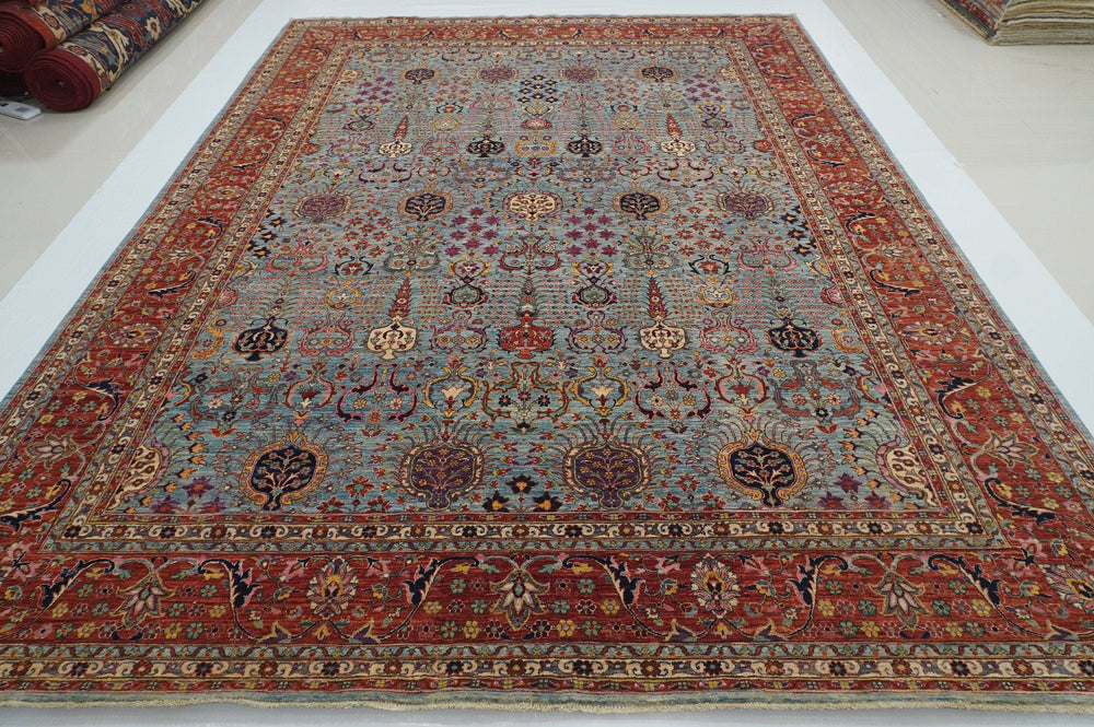 9x12 Blue Bidjar Afghan Hand Knotted wool Oriental Area Rug - Yildiz Rugs