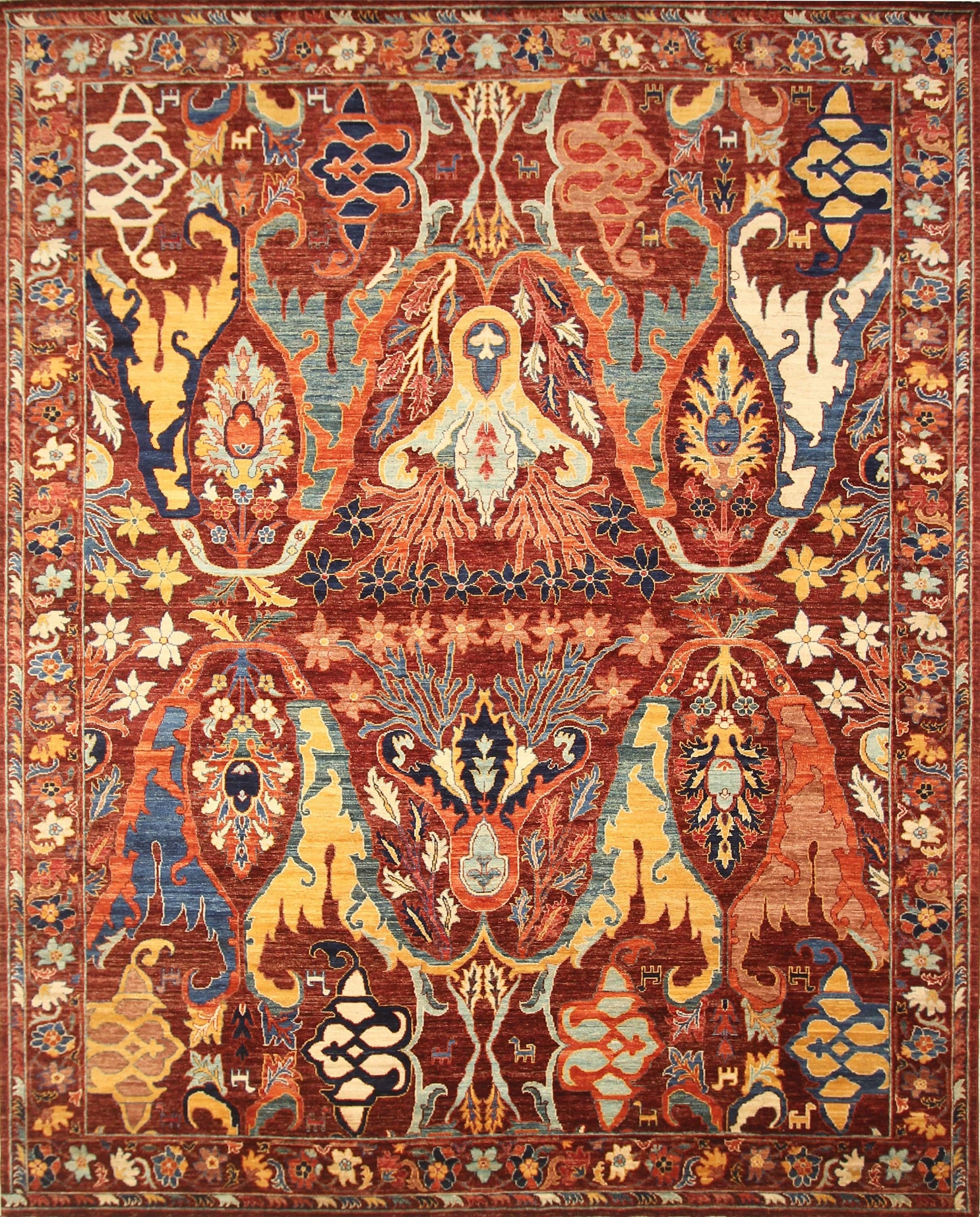 9x12 Bidjar Maroon Red Afghan Hand knotted Wool Oriental Area Rug - Yildiz Rugs