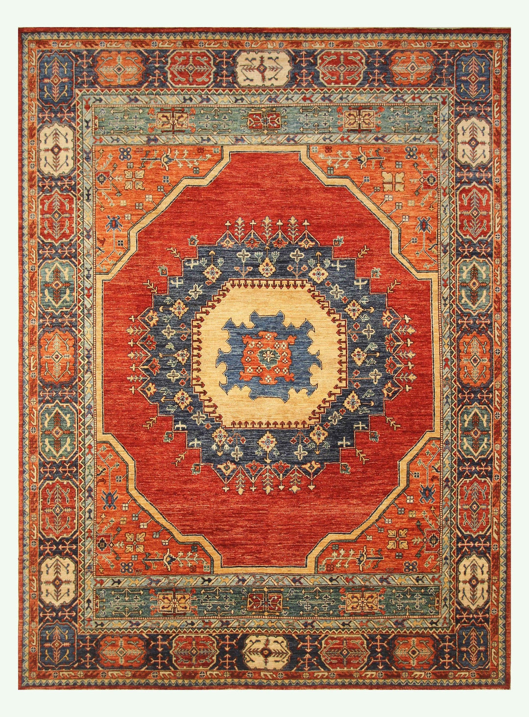 9x12 Red Heriz Persian style Hand Knotted Wool Medallion Area Rug - Yildiz Rugs