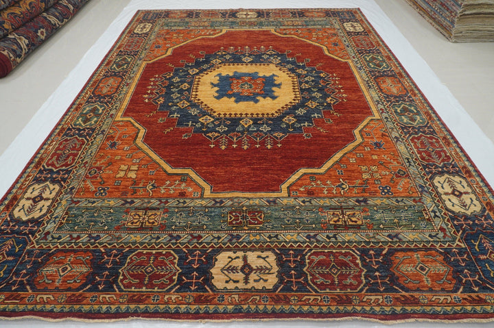 9x12 Red Heriz Persian style Hand Knotted Wool Medallion Area Rug
