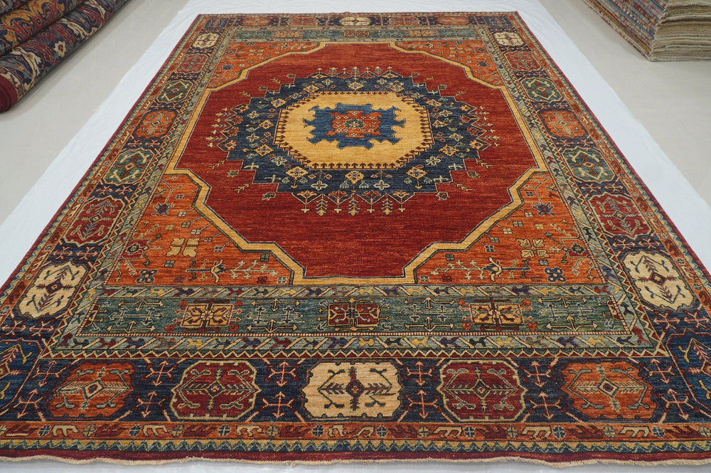 9x12 Red Heriz Persian style Hand Knotted Wool Medallion Area Rug - Yildiz Rugs