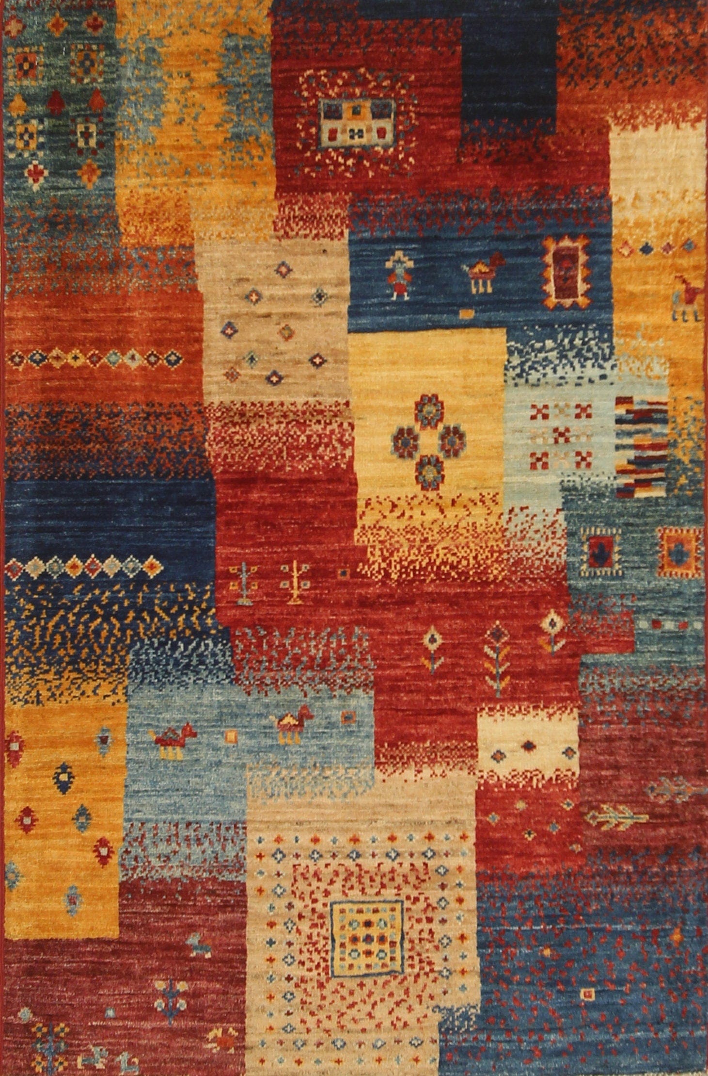 2'7x4'0 Nomadic Gabbeh Multicolor Tribal Hand knotted Small Area Rug - Yildiz Rugs