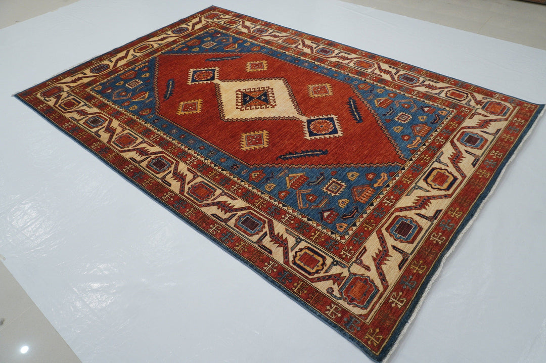 6x9 Serapi Red Afghan Hand knotted Oriental Area Rug - Yildiz Rugs