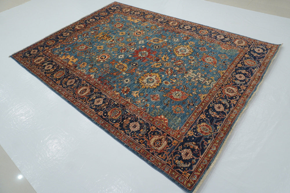 6x9 Bidjar Blue Afghan Hand knotted Wool Oriental Rug - Yildiz Rugs