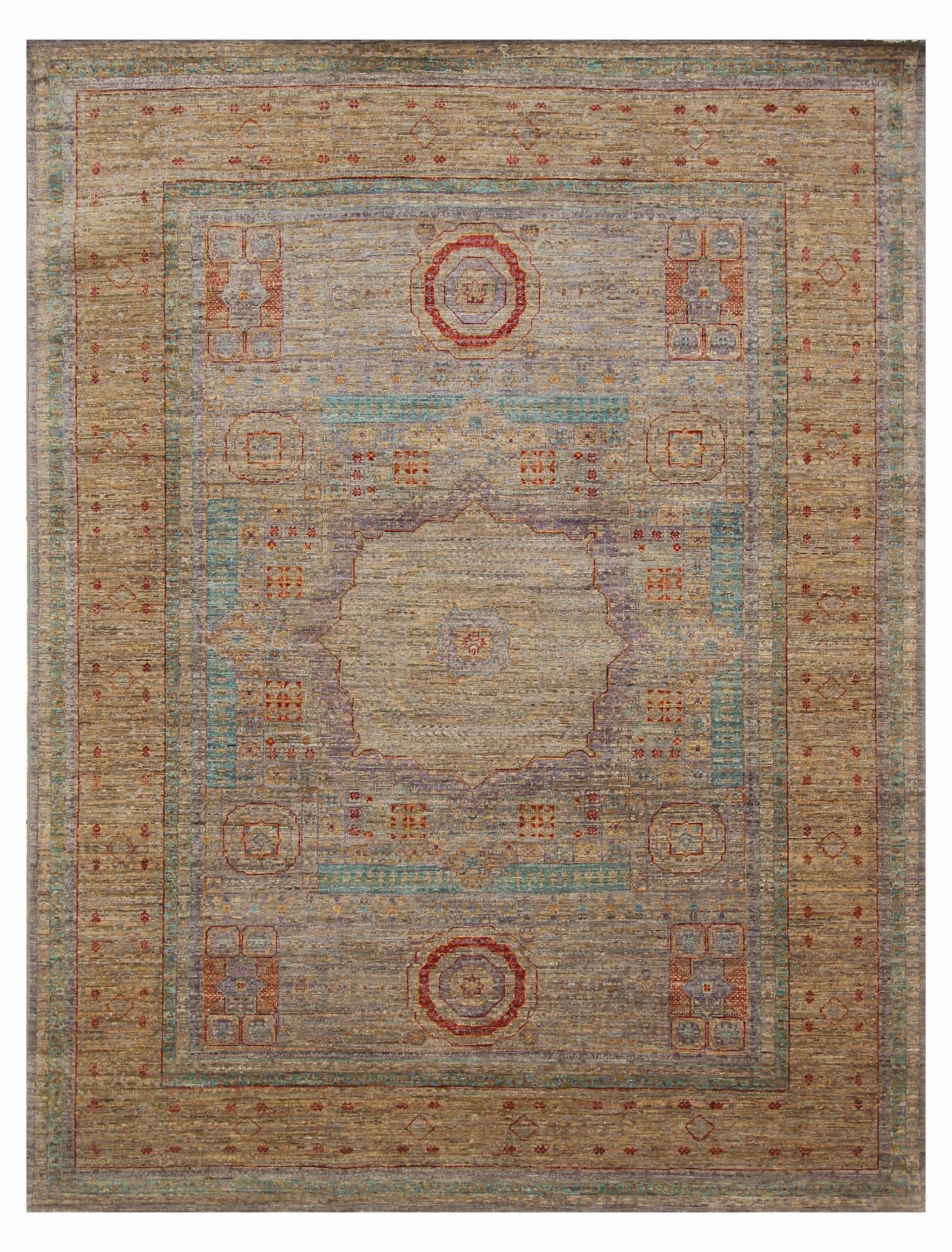 6x8 Muted Gray Mamluk Hand Knotted Wool Medallion Turkish Area Rug - Yildiz Rugs