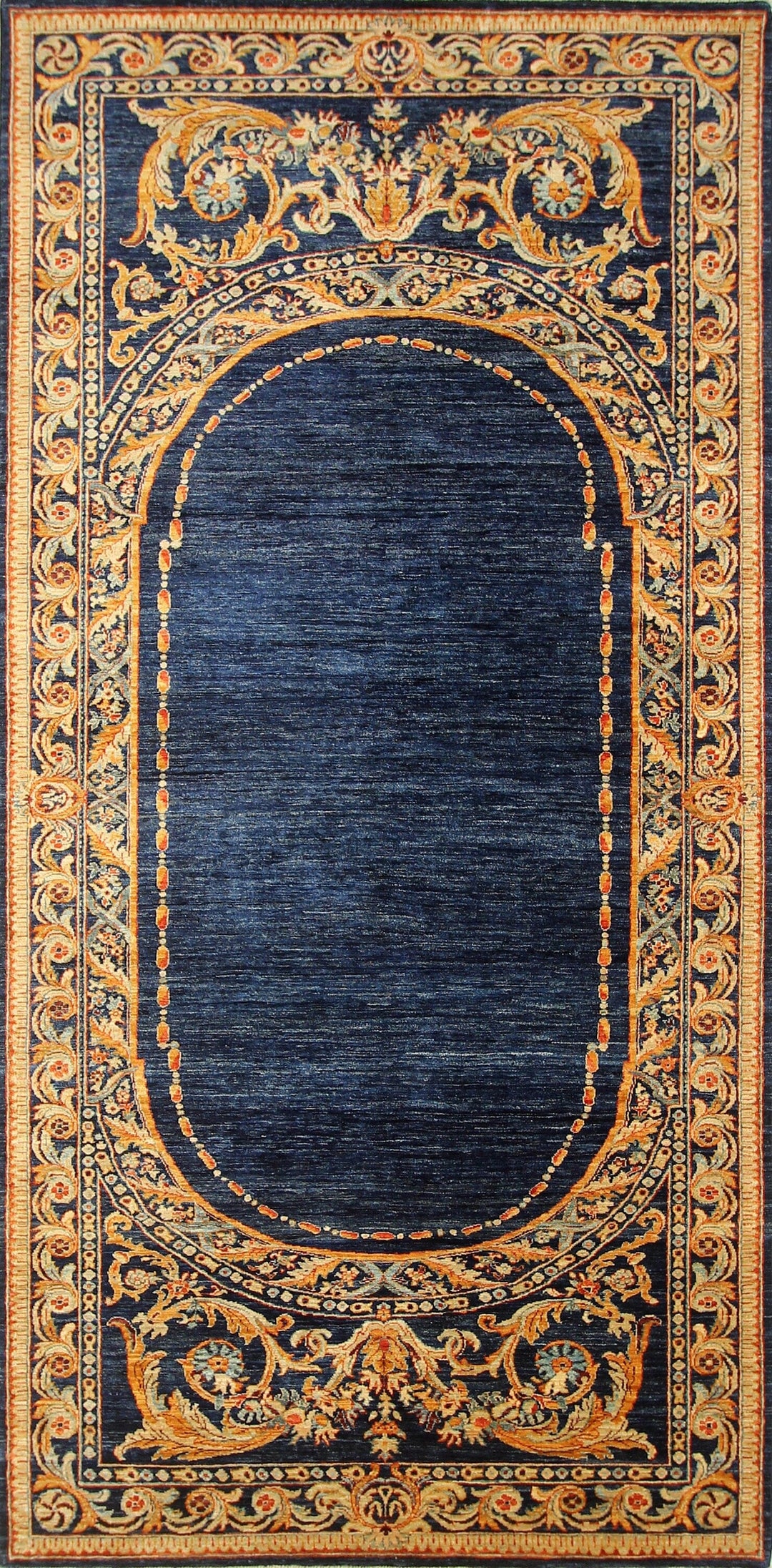 5x11 French Savonnerie Navy Blue Hand Knotted Wool Gallery Area Rug - Yildiz Rugs