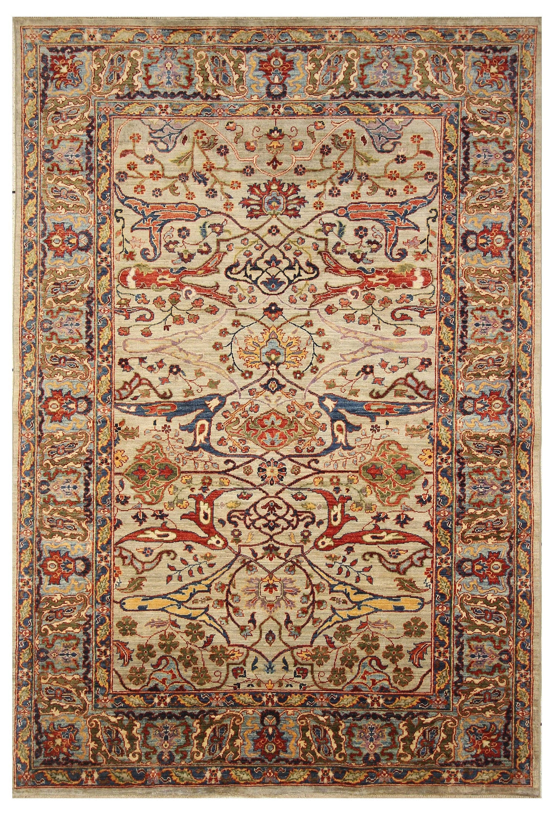 6x9 Gray Oriental Afghan Hand knotted Bidjar Area Rug - Yildiz Rugs