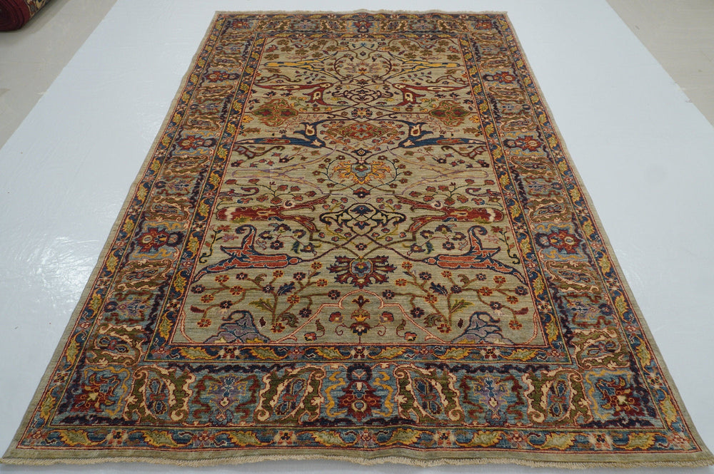 6x9 Gray Oriental Afghan Hand knotted Bidjar Area Rug - Yildiz Rugs