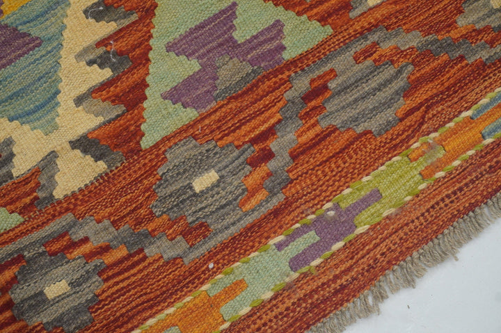 8'3x11'3 Red Afghan Hand Woven Wool Kilim Area Rug