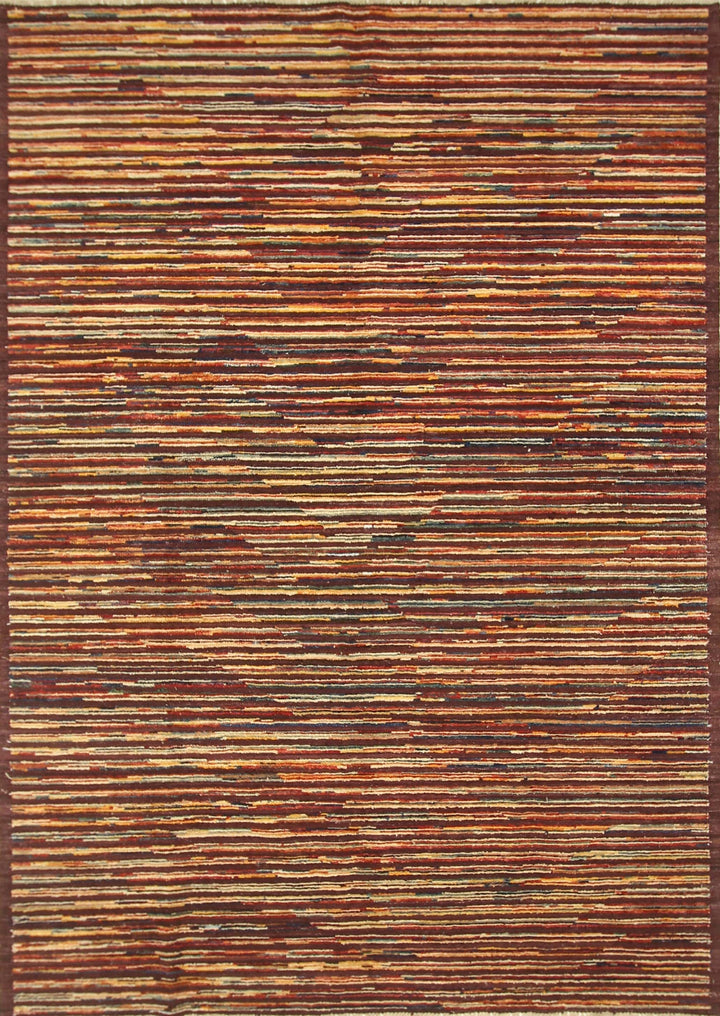 6'11"x9'9" Striped Purple Afghan Barjesta High Low weave Handmade Area Rug