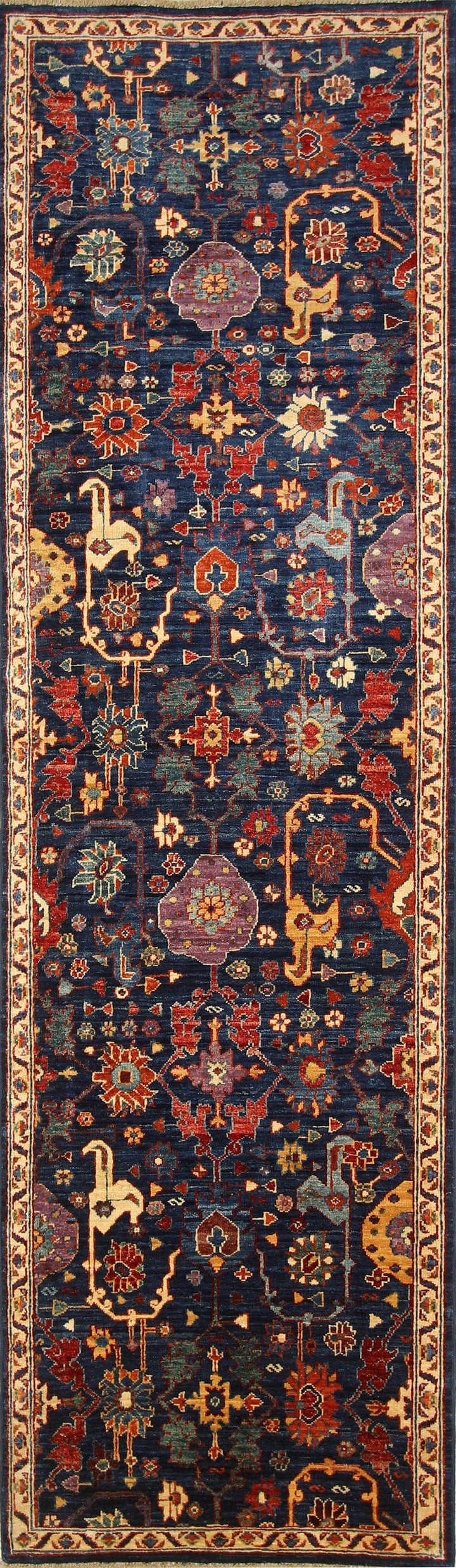 sold 10 ft Bidjar Navy Blue Persian Style Hand knotted Wool Runner Rug