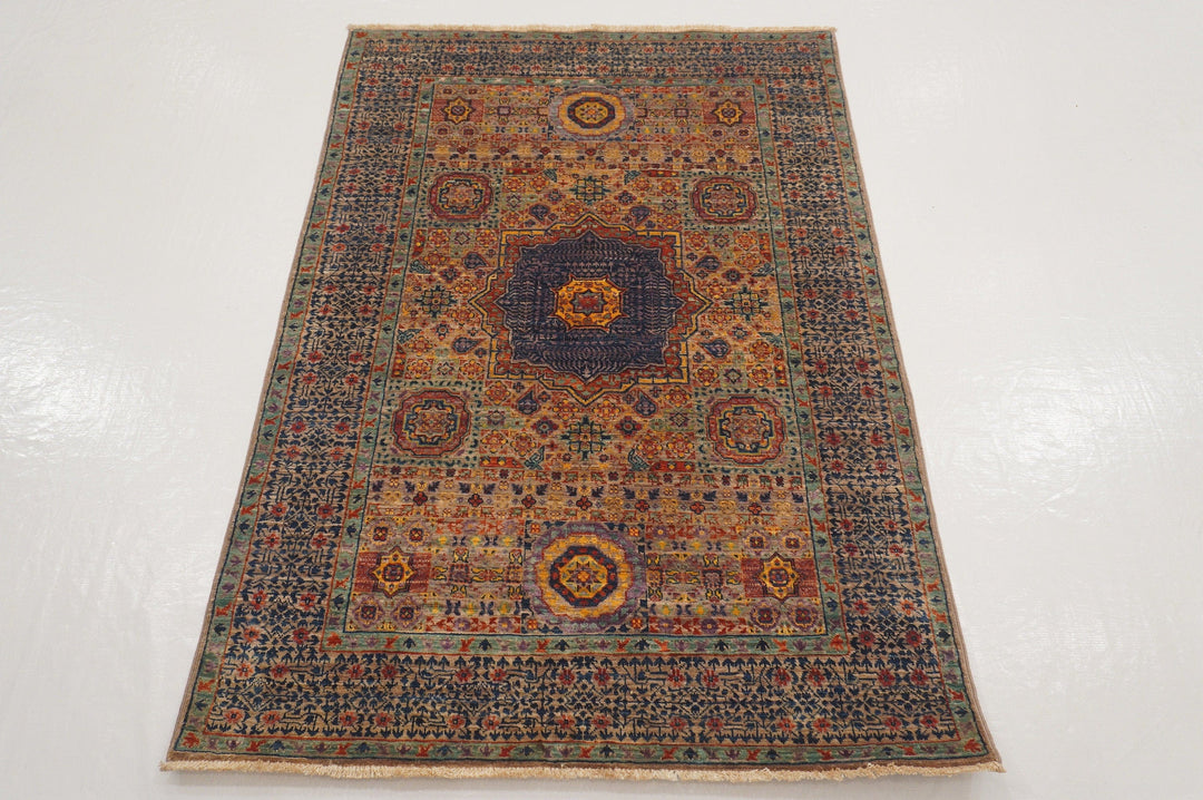 3x5 Gray Mamluk Hand knotted Medallion wool Turkish Area rug