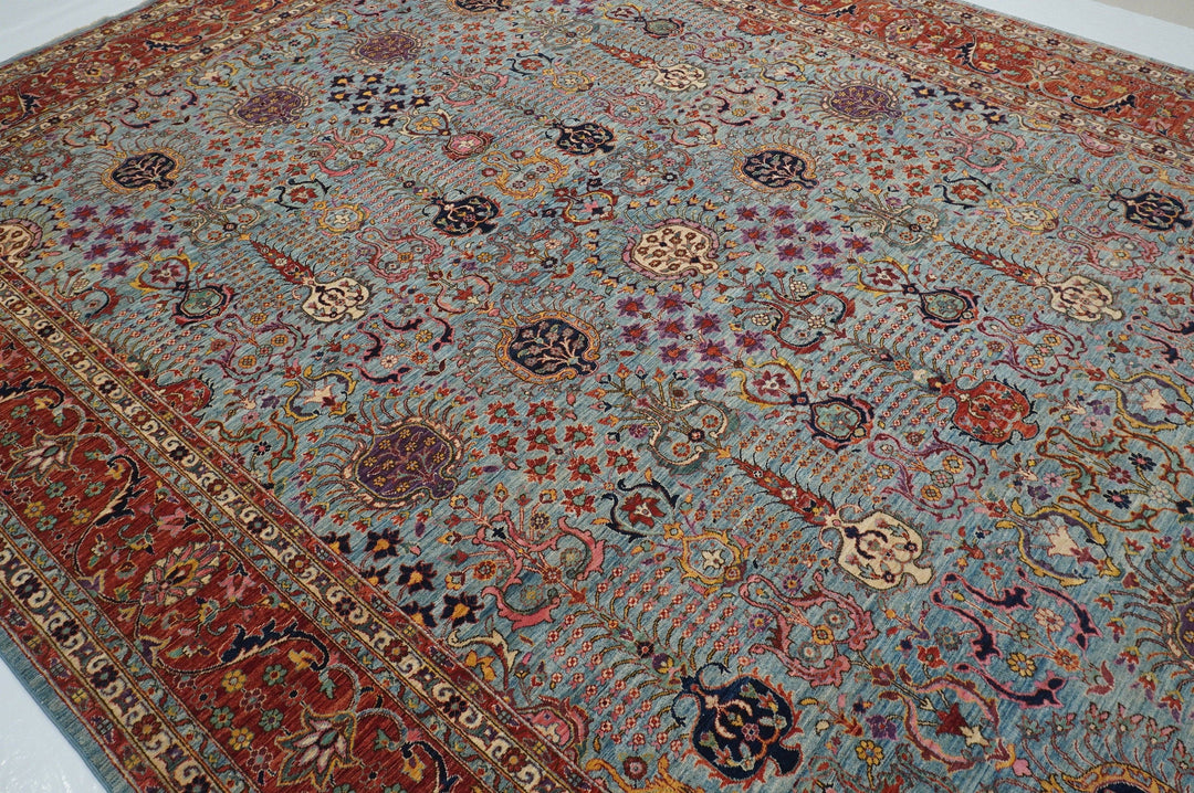 9x12 Blue Bidjar Afghan Hand Knotted wool Oriental Area Rug - Yildiz Rugs