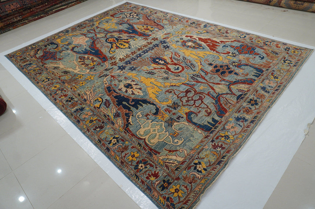 10x14 Blue Bidjar Afghan Hand knotted Wool Oriental Area Rug - Yildiz Rugs