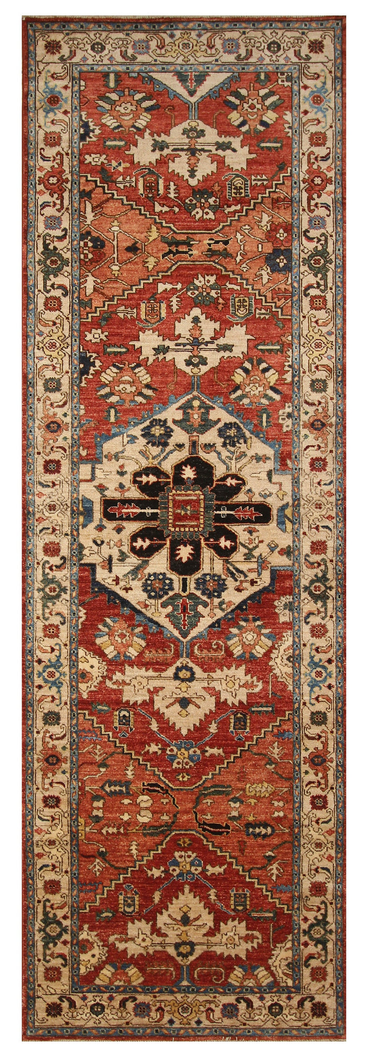 10 ft Red Heriz Traditional Persian Hand knotted Wool Oriental Runner Rug