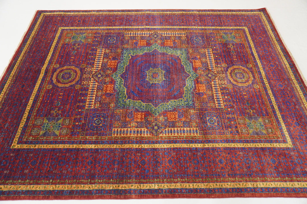 6x8 Deep Red Mamluk Hand Knotted Medallion Turkish Area Rug - Yildiz Rugs