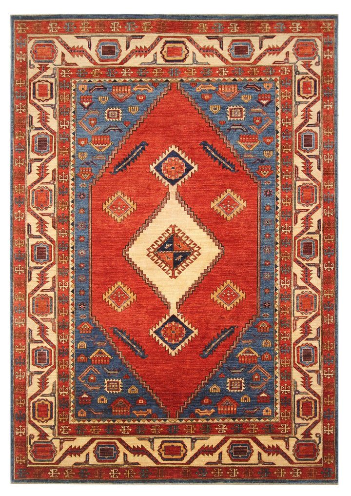 6x9 Serapi Red Afghan Hand knotted Oriental Area Rug - Yildiz Rugs