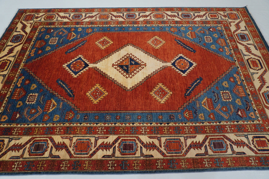 6x9 Serapi Red Afghan Hand knotted Oriental Area Rug - Yildiz Rugs