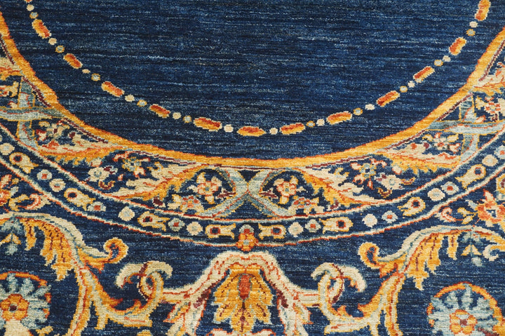 5x11 French Savonnerie Navy Blue Hand Knotted Wool Gallery Area Rug - Yildiz Rugs