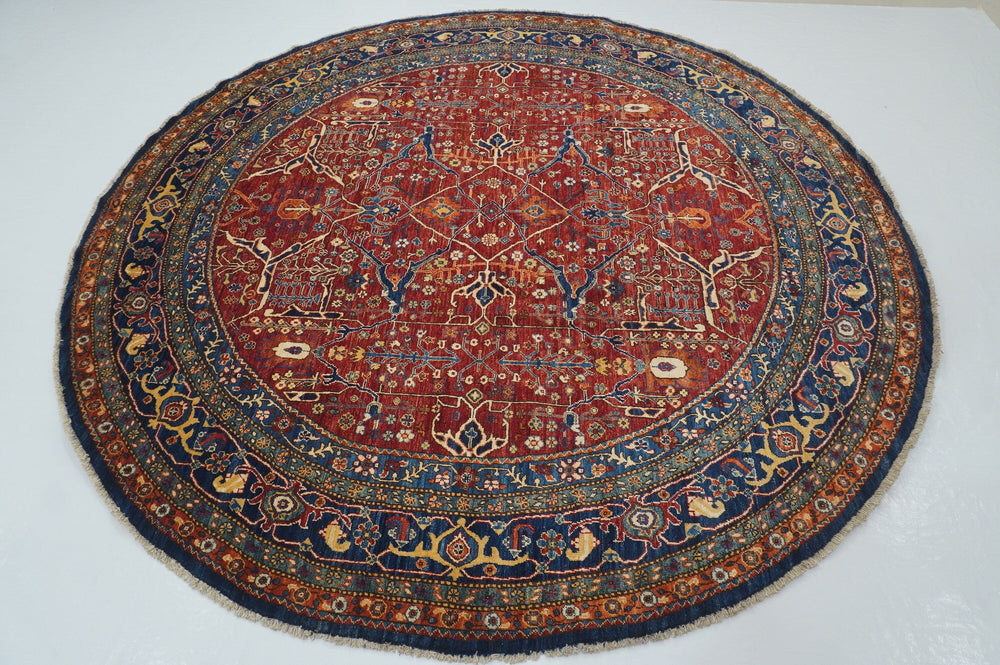 9' x 9' Red Bidjar Afghan Hand knotted Oriental Circle Area Rug - Yildiz Rugs