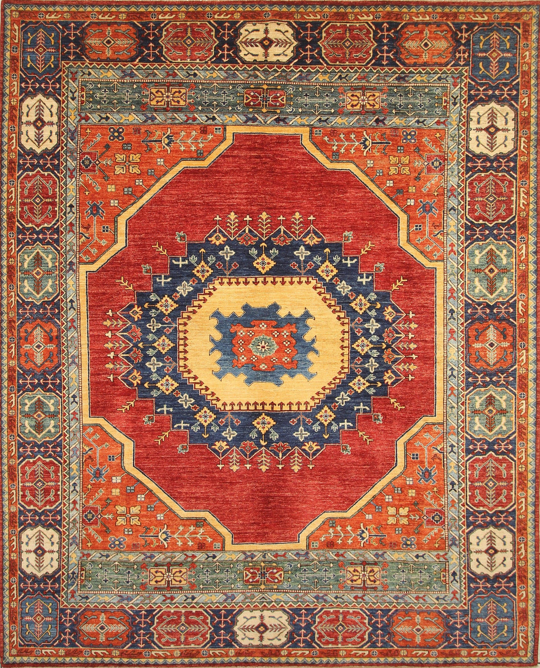 9x12 Red Heriz Medallion Afghan Hand Knotted Oriental Area Rug - Yildiz Rugs