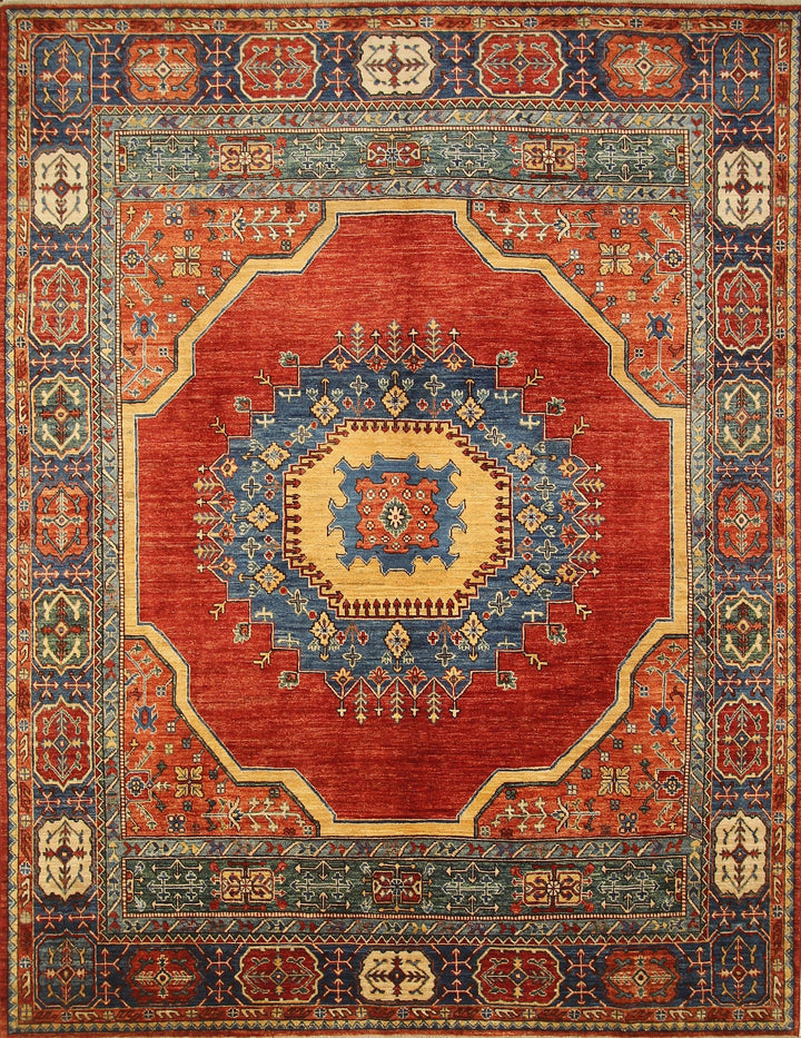 8x10 Red Heriz Afghan Hand knotted Wool Oriental Medallion Rug - Yildiz Rugs