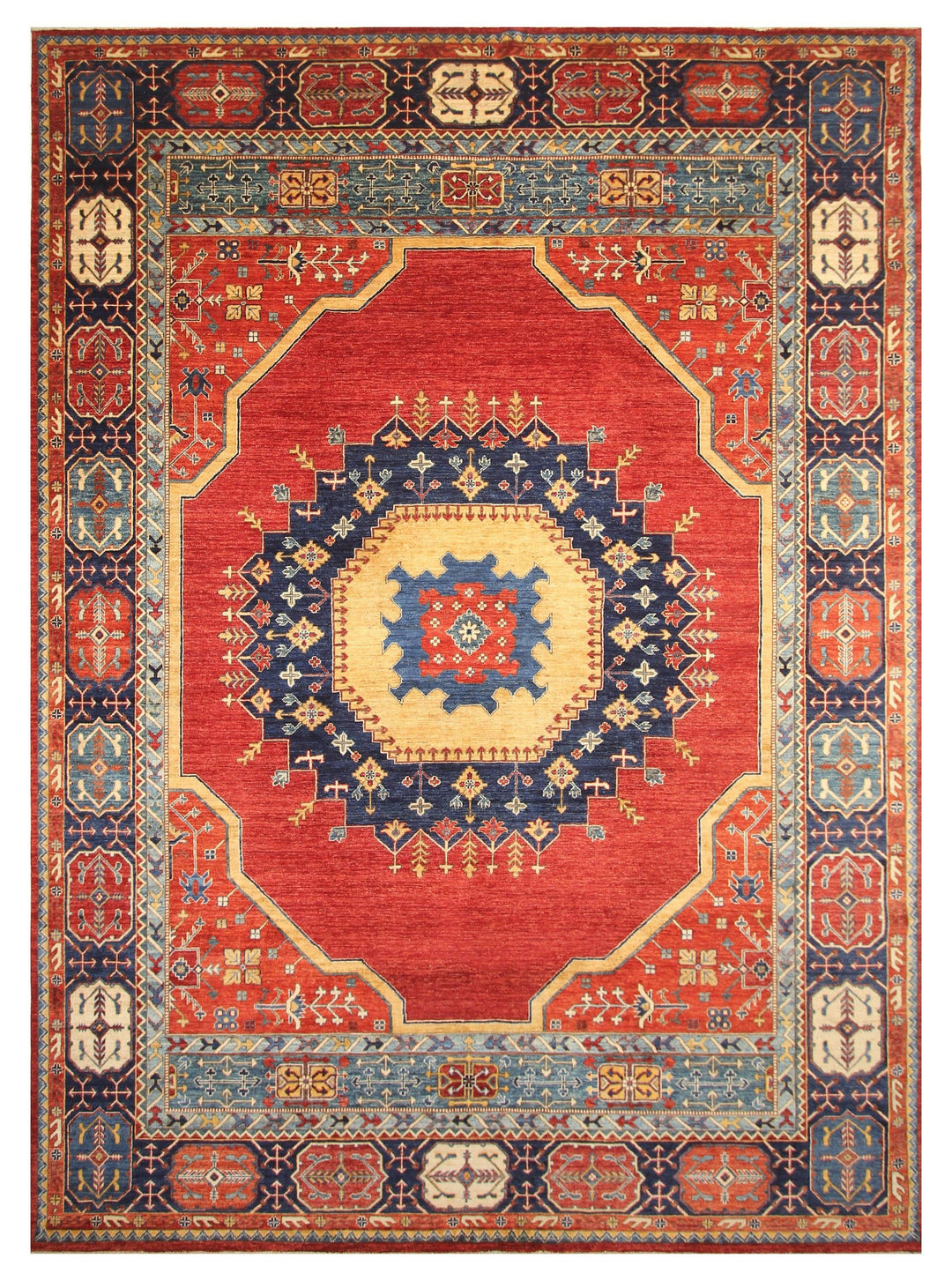 10x14 Red Heriz Afghan Hand knotted Wool Oriental Medallion Area Rug - Yildiz Rugs