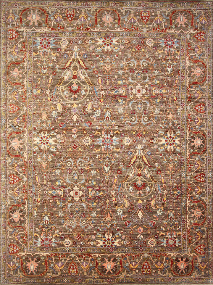 9x12 Gray Serapi Afghan Hand knotted Undyed Wool Oriental Area Rug - Yildiz Rugs