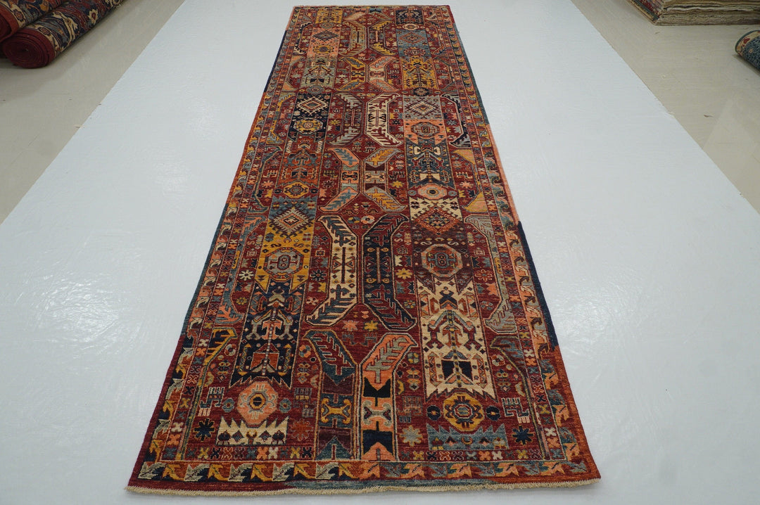 12 ft Red Baluch Tribal Afghan Hand knotted Wide Runner Rug - Yildiz Rugs