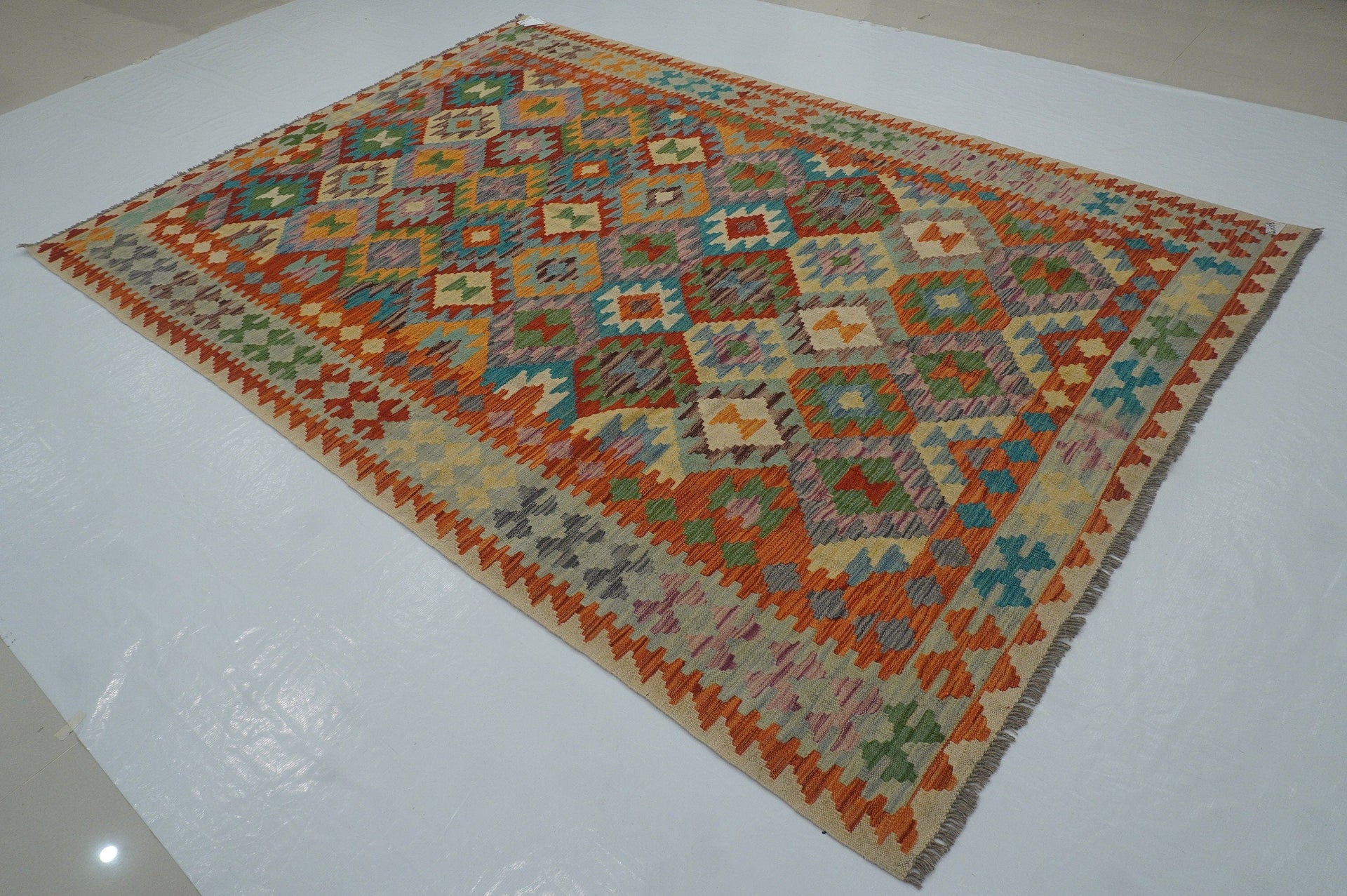 6'6x9'4 Boho Rusty Orange Afghan Hand Woven Wool Tribal Kilim Area Rug - Yildiz Rugs