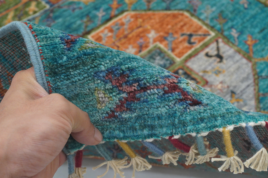 4x6 Ersari Turquoise Blue Afghan hand knotted Wool Oriental Rug