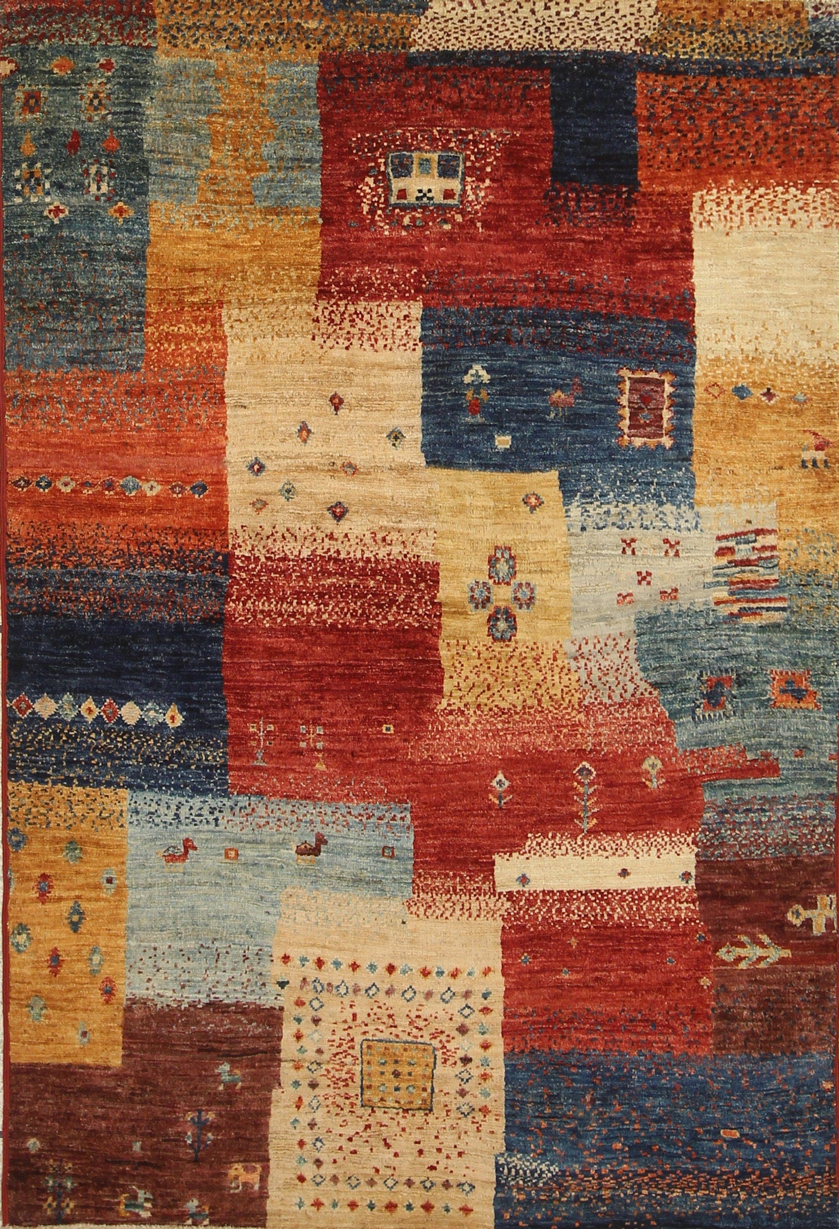 3x5 Tribal Gabbeh Red Nomadic Afghan Hand knotted wool Area Rug - Yildiz Rugs