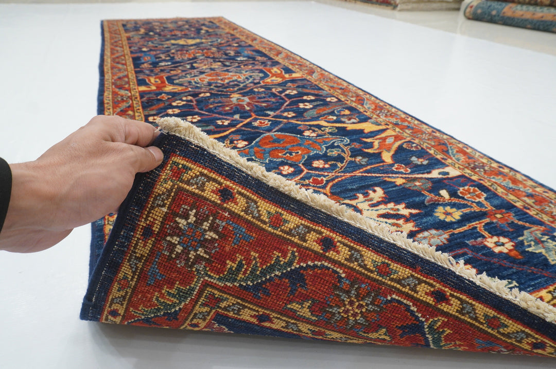 10 ft Bidjar Navy Blue Afghan Hand knotted Wool Oriental Runner Rug